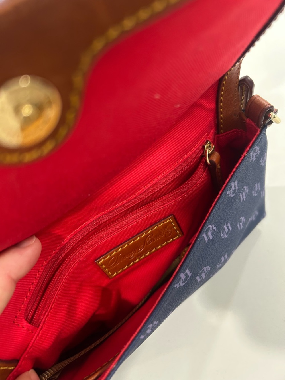 Dooney & Bourke Navy and Brown Logo Crossbody - Picture 5 of 6